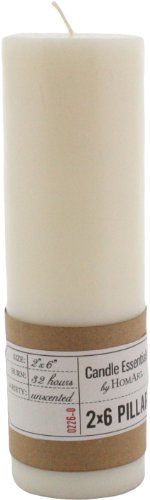 HomArt Pillar Paraffin Wax Candle, 2-Inch by 6-Inch, Ivory