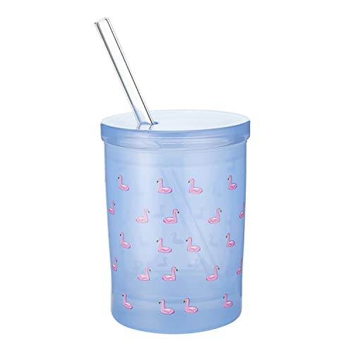 Creative Brands Slant Collections Double-Old Fashioned Cocktail Glass, 10-Ounce, Flamingo Pattern