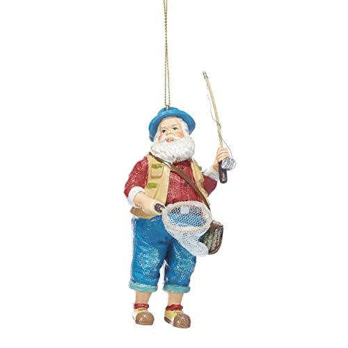 Giftcraft 683401Christmas Fishing Santa Ornament, 5.5-inch Height, Polyresin