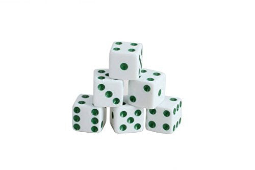 CHH Dice with Pips (200 Piece), White/Green, 16mm