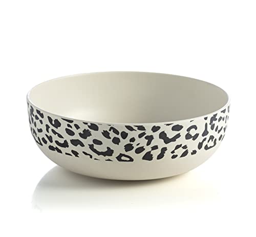 Ainsley Black and White Leopard Print Melamine Serving Bowl - Shiraleah