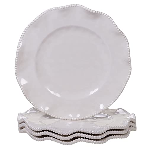 Certified International 27420 Perlette Dinner Plate, Set of 4, 11-inch Diameter, Cream