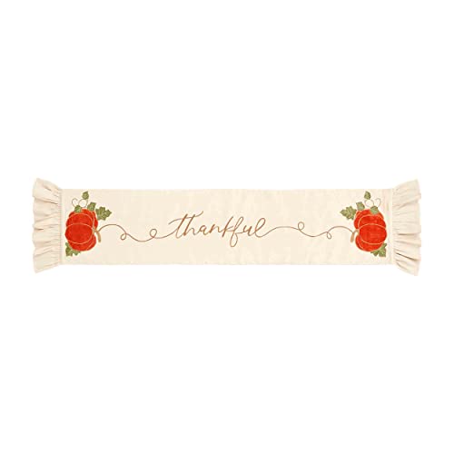 Mud Pie Velvet Pumpkin Table Runner, 14" x 72", CREAM