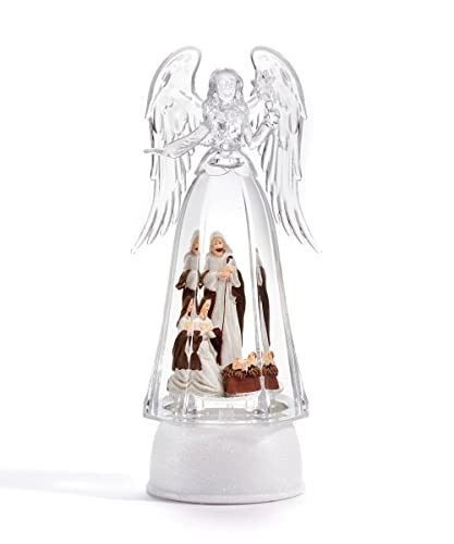 Giftcraft 683596 Christmas Nativity Scene LED Angel Water Lantern, 10.25-inch Height, Polystyrene, Oil and Resin