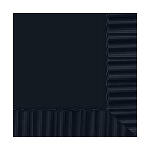 Amscan Jet Black 3-Ply Beverage Napkins - 5" x 5" Pack of 40 ,Party Supply