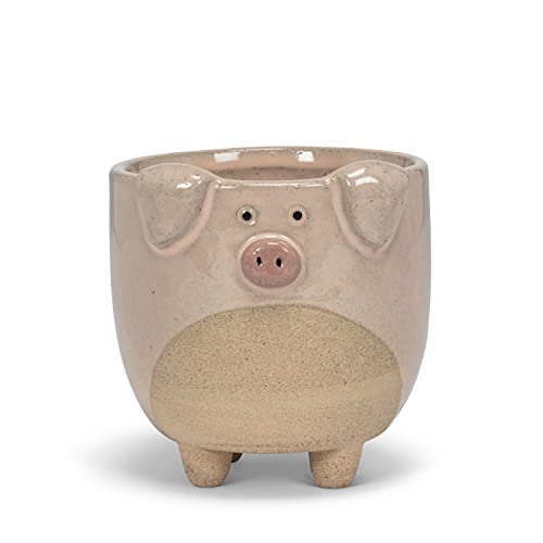 Abbott Collection  27-CRITTER-838-LG Large Pig on Legs Planter, Pink