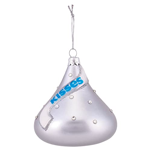 Kurt Adler Kurt S Adler Hershey Kiss Silver Tone 3.5 Inch Glass Hanging Christmas Ornament