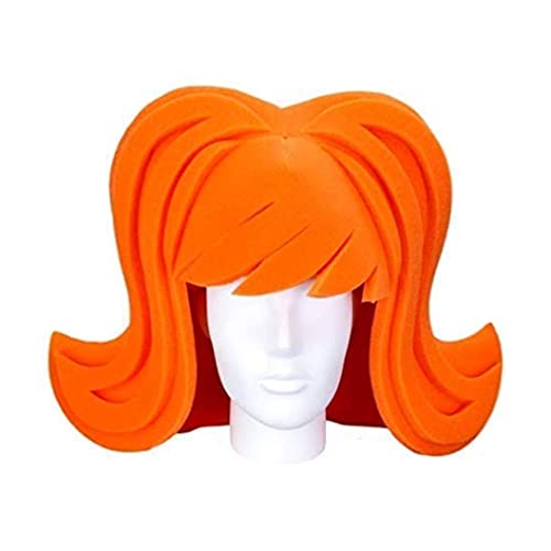 Foam Party Hats Funny Men and Women Unisex Simple Foam Wig, Halloween Cosplay Party Costume, Adult Size, Orange