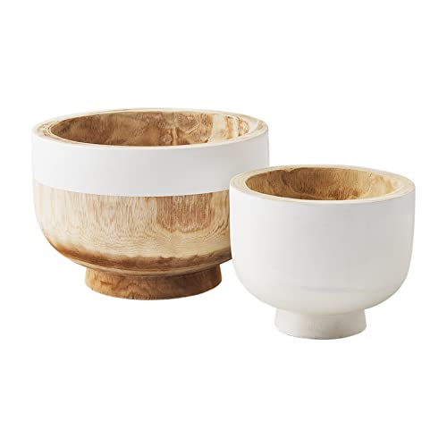 Mud Pie Paulownia Nested Bowl Set, small 6" x 9" dia | large 7 1/4" x 11" dia, Natural