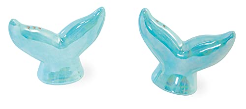 Boston International Ceramic Salt & Pepper Shakers, 3.5 x 3.25-Inches, Whale Tails