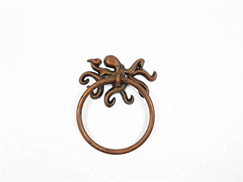 Hampton Iron Rustic Copper Cast Iron Octopus Towel Holder 6"  Cast Iron Decor  Beach Decor