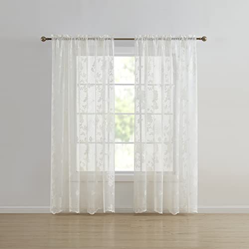 Belle Maison Renaissance Home Fashion Lacey LACE Rod Pocket Panel
