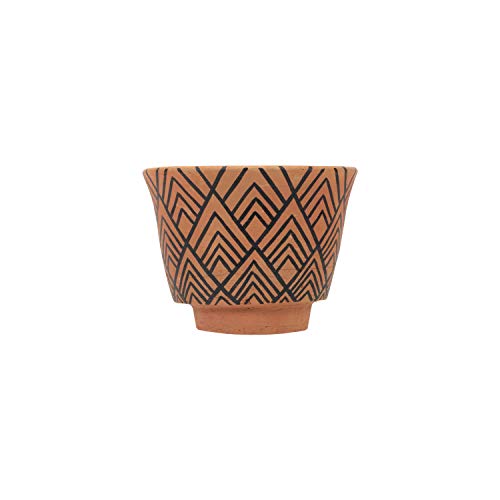 Foreside Home & Garden Natural Terracotta with Black Hand Painted Pattern Planter