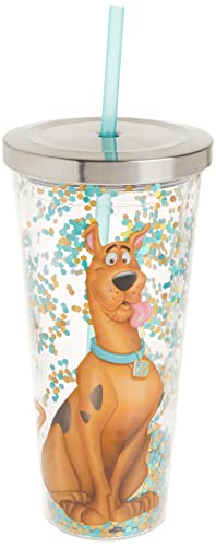 Spoontiques 21344 Scooby Doo Glitter Cup w/Straw, 20 ounces, Multicolored