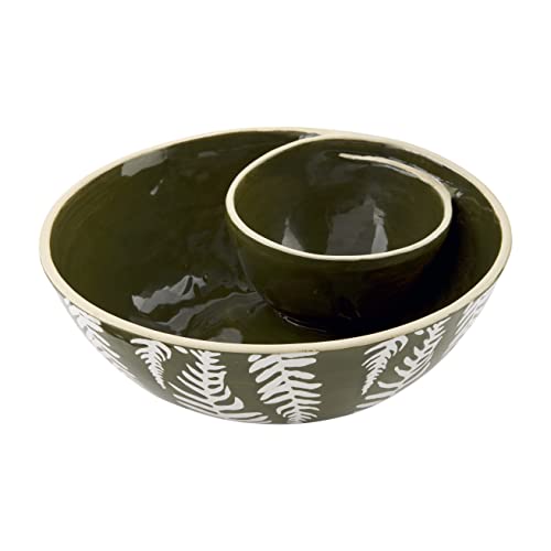 Mud Pie Integral Dip And Chip - Pinehill, 3.75" x 10.5 Diameter, Stoneware