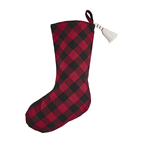 Mud Pie Red Buffalo Plaid Stocking, 19" x 11.5", Cotton