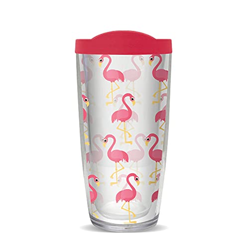 FREEHEART Flamingos 22oz Tumbler with Pink Lid