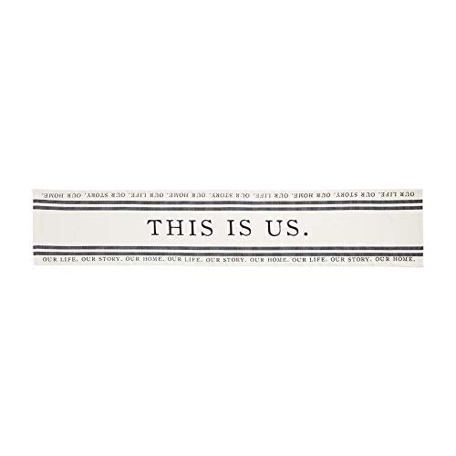 Mud Pie This is Us Table Runner,17 1/2 x 90,White