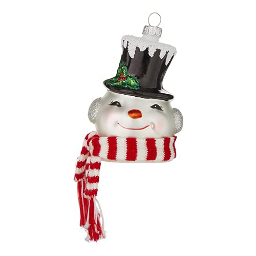 Raz Imports Snowman with Top Hat and Scarf Glass Ornament New Christmas Decor