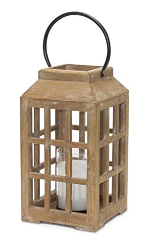 Melrose Wood Lantern with Brown and Black Finish 82650DS