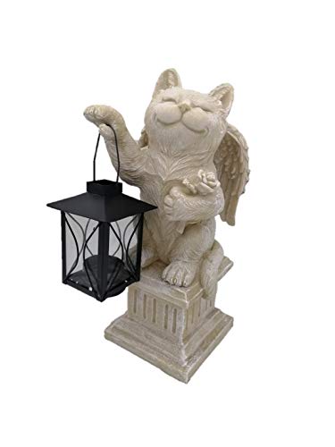 Comfy Hour Pet in Loving Memory Collection Resin Memorial Cat Angel Taking A Lantern Pet Status Light Gray Perfect for Home Or Outdoor Garden