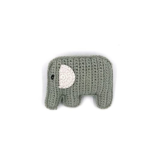 Pebble 200-153 Organic Elephant Rattle, 4-inch Length, Teal