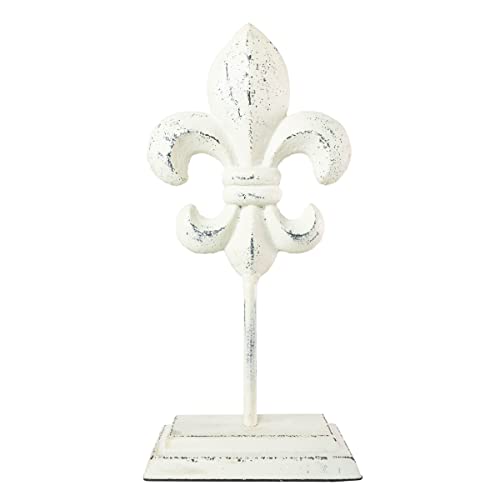 Foreside Home & Garden Fleur Decorative Accent White Cast Iron