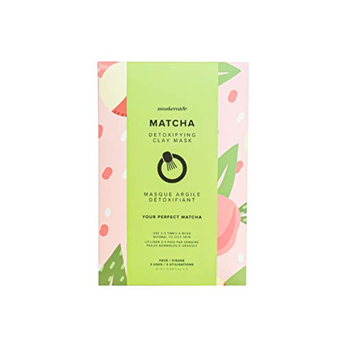 Maskeraide Matcha Green Tea Detoxifying Clay Mask with Kaolin Clay, Deep Cleaning, Detoxifying, Moisturizing, Anti Aging, Acne Clearing & Blackhead Remover Mask, Korean Skincare (Sleeve - 3 Uses)