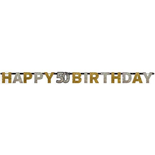 Amscan Sparkling Celebration 50 Prismatic Letter Banner