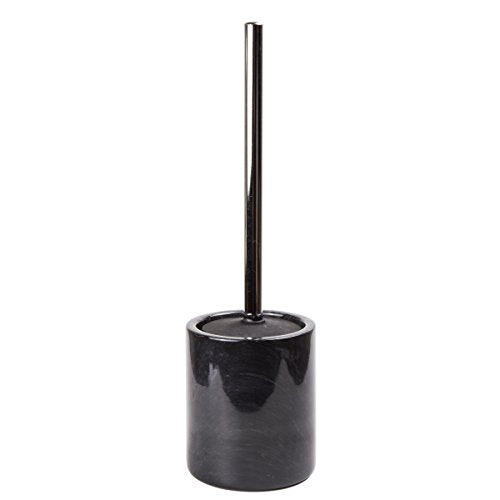 Creative Home Deluxe Natural Black Marble Stone Toilet Holder with Silicone Cover, Brush