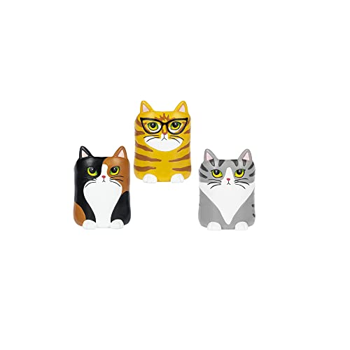 Ganz Cat-titude Planters, Polyresin, 4 Inches Height, 3 Inches Diameter, Multicolor, Pack of 3