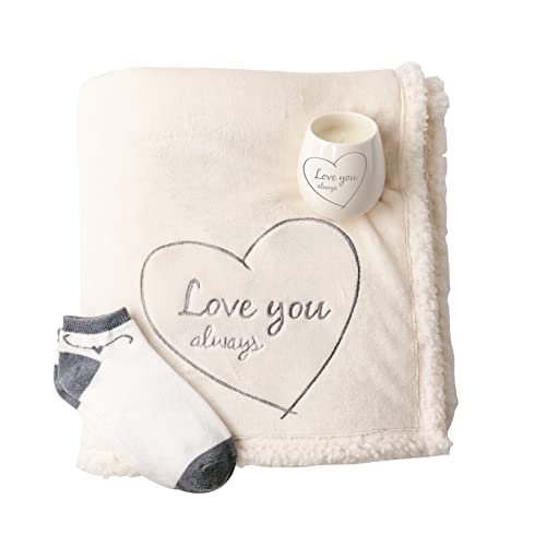 Pavilion Love You Always Sherpa Lined Royal Plush Blanket Gift Set 42 x 50 Inch