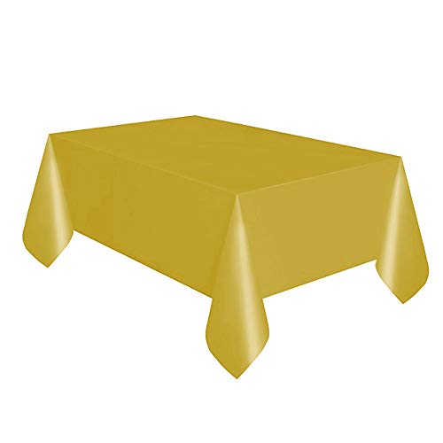 Unique Industries 50327 Gold Plastic Tablecloth, 108" x 54", Bulk Packaging