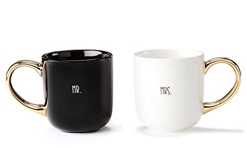 Giftcraft 094214 Mr. and Mrs. Mug Set, 6-inch Length, Ceramic, Set of 2