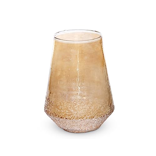 Park Hill Collection Amber Luster Teardrop Vase, Large, 10.25-inch Height, Glass, for Decorative Use, Wall Decor, Home, Office, Kitchen, Living Room, Indoor