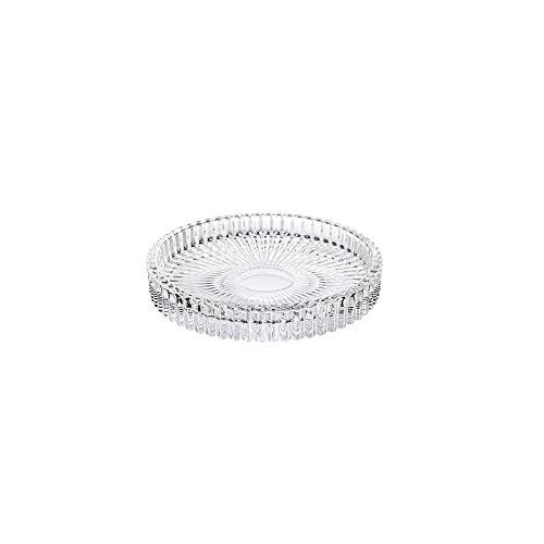 Ganz Glass Pillar Holder Plate, Glass, 3.75-inch Diameter, 0.75-inch Height, Clear