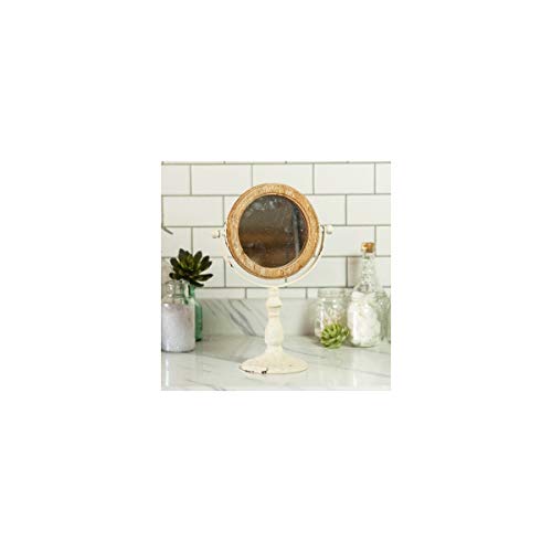 VIP Home and Garden MH1497 Wooden Adjustable Standing Mirror with Cast Iron Base, 16.25-inch Height