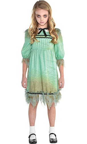 Amscan Suit Yourself Creepy Girl Costume for Girls, Size Large, Tattered Dress Features Dirt Smears and a Peter Pan Collar