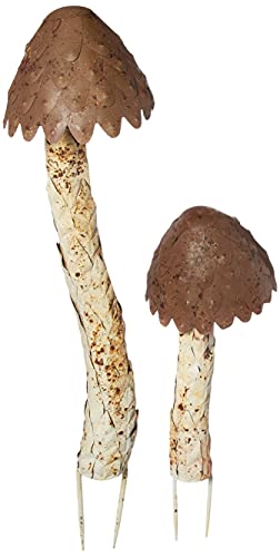 KALALOU Set of Metal Mushrooms, One Size, Brown