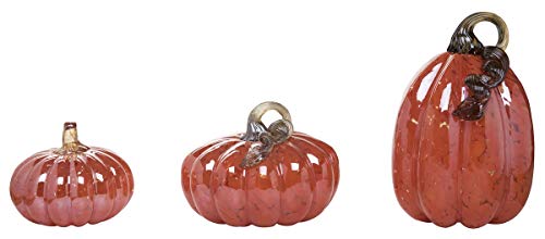 Transpac Glass Orange Thanksgiving Dot Carnival Pumpkins Set of 3