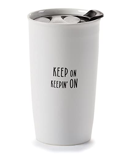 Giftcraft 094220 Keep On Travel Mug, 6.1-inch Height, Ceramic