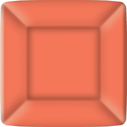 Boston International IHR Square Dessert Paper Plates, 7 x 7-Inches, Coral