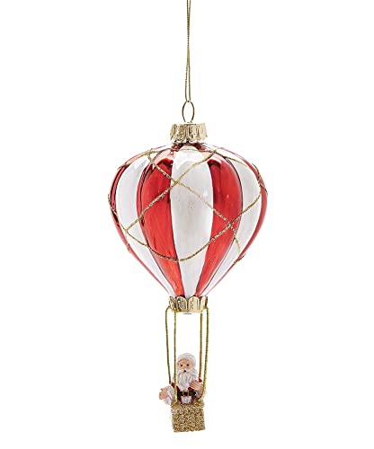 Giftcraft 682551 Christmas Hot Air Balloon and Santa Ornament, 5.5 inch, Glass