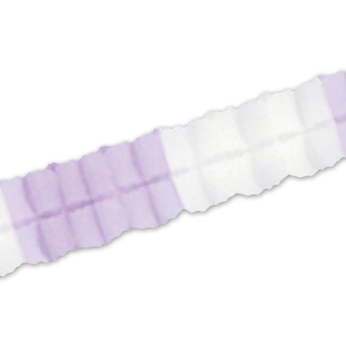Beistle Tissue Paper Leaf Garland, 4.5" x 12', Lavender/White