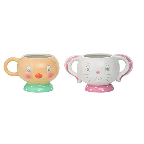 Transpac A5072 Dolomite Easter Dottie Chick and Bunny Mug, Set of 2, 6-inch Length