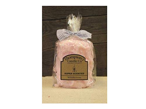Thompson's Candle wimp Wildflowers Pillar and Muffin Candles Medium - Burns 80 Hours, 4.25-inch Tall