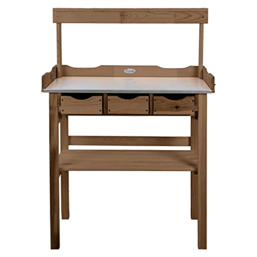 Esschert Design Potting Table with Rack, Wood, Brown