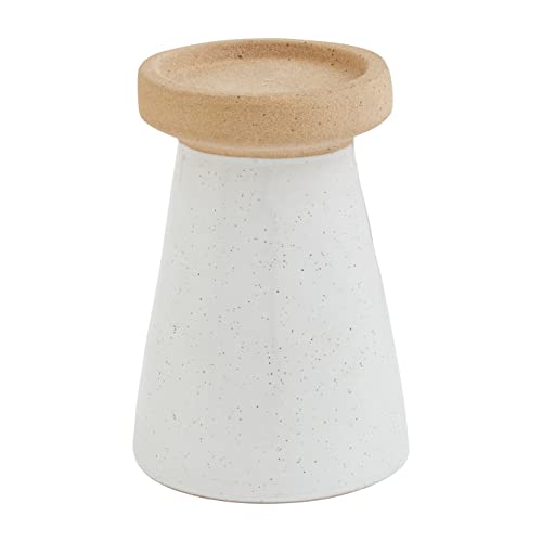 Mud Pie Tall Terracotta Candleholder, 6.25" x 4.25", White