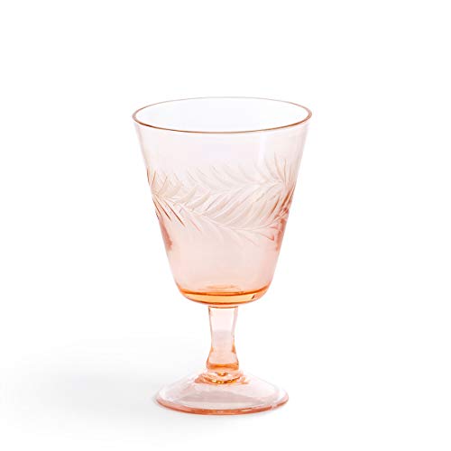 Park Hill Collection EAB10243 Hazel Etched Glass Goblet, 5.5-inch Height