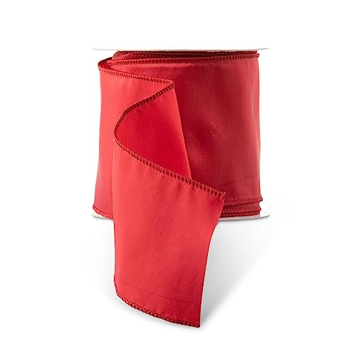 Park Hill Collection Taffeta Satin Wide Ribbon, Red, 2-Yards, Holiday Party Decoration
